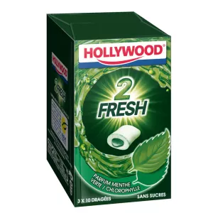 Chewing-gum menthe verte sans sucres 2fresh x3 66g - HOLLYWOOD
