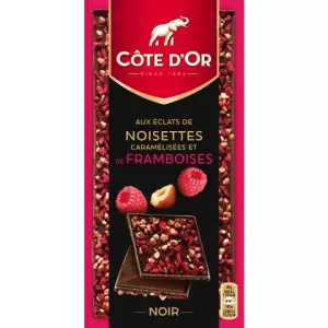 Tavoletta di cioccolato fondente con nocciole e lamponi 100g - COTE D'OR