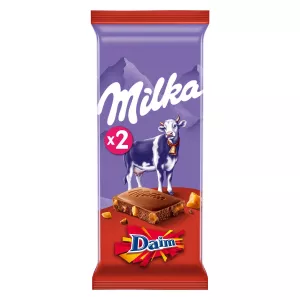 Tablette de chocolat au lait et aux éclats de Daim 2x100g - MILKA
