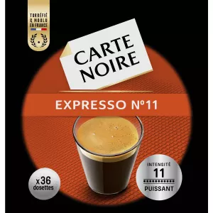 Café espresso n°11 puissant x36 dosettes 250g - CARTE NOIRE