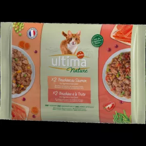Katzenfutter Lachs und Forelle 4x85g - ULTIMA