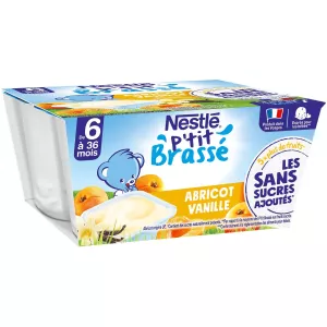 चीनी के बिना लिटिल पीसा वेनिला खुबानी 4x90g जोड़ा गया - NESTLE