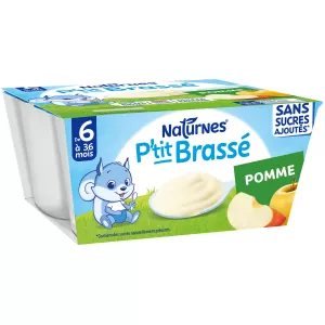 适合 6 个月以上婴儿的牛奶甜点 Apple 无添加糖 P'tit Brassé 4x90g - NESTLE