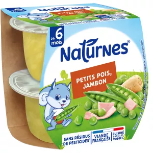 Plato bebé a partir de 6 meses Guisantes Jamón Naturnes 2x190g -  NESTLE