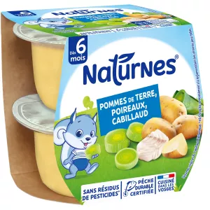 Картофель, лук-порей и треска с 6 месяцев 2 баночки по 190 g - NATURNES
