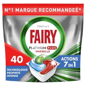 Kibao cha safisha ya platinamu pamoja wakati 1 hatua 7-in-1 Teknolojia ya Usafi wa Vidonge 40 Vidonge - FAIRY