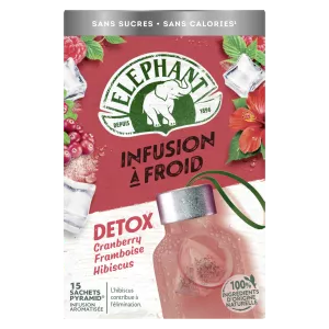 Infusão Detox de Cranberry, Framboesa e Hibisco 15 sachês, 34g - ELEPHANT