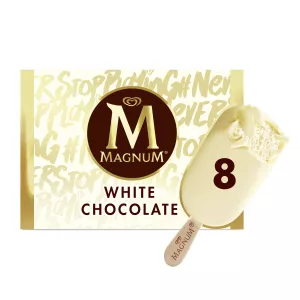 Glace chocolat blanc X8 632g - MAGNUM