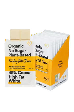 Органические батончики белого шоколада, 10 шт. - FUNKY FAT CHOC