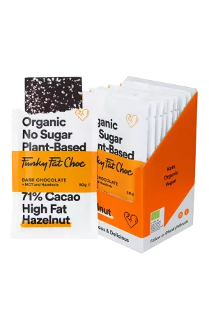 ألواح الشوكولاتة العضوية بنكهة البندق، ×10 - FUNKY FAT CHOC