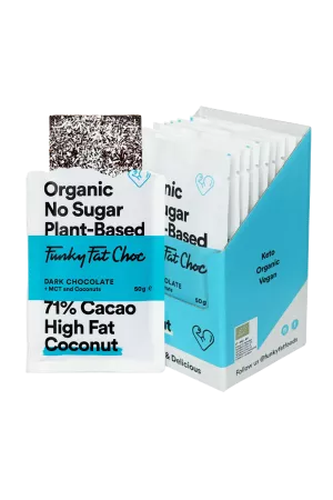 ألواح الشوكولاتة بنكهة جوز الهند العضوية، ×10 - FUNKY FAT CHOC