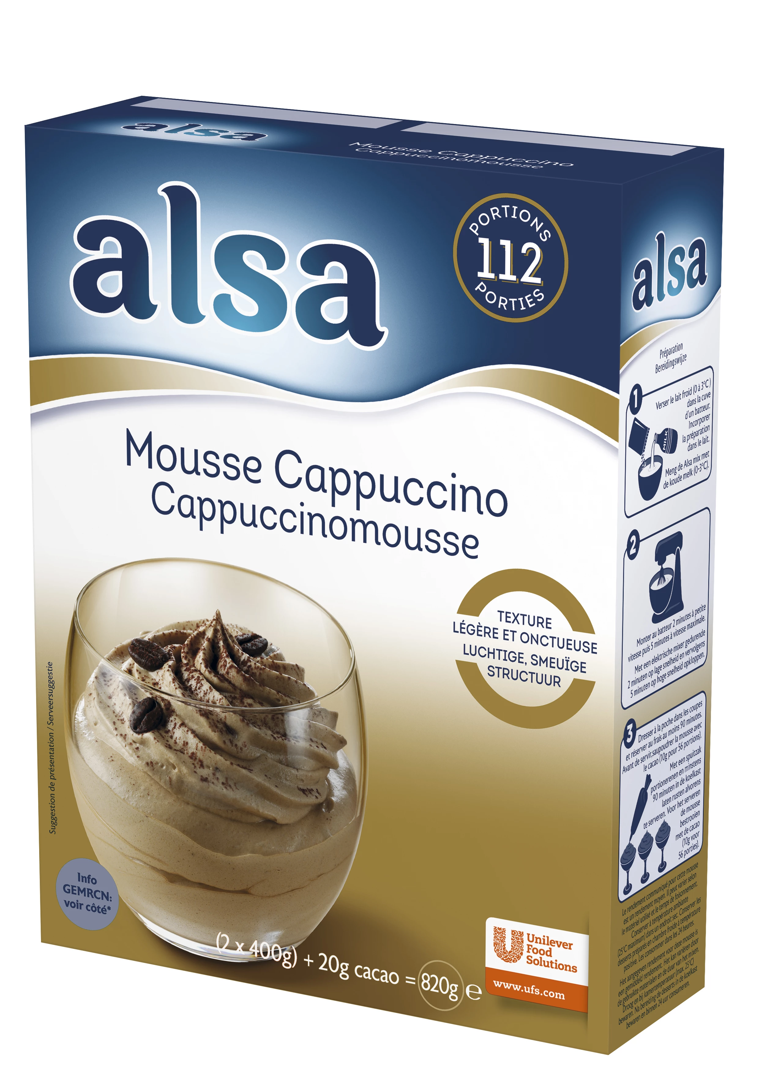 Alsa Mousse Capuccino 820g 112 Portions