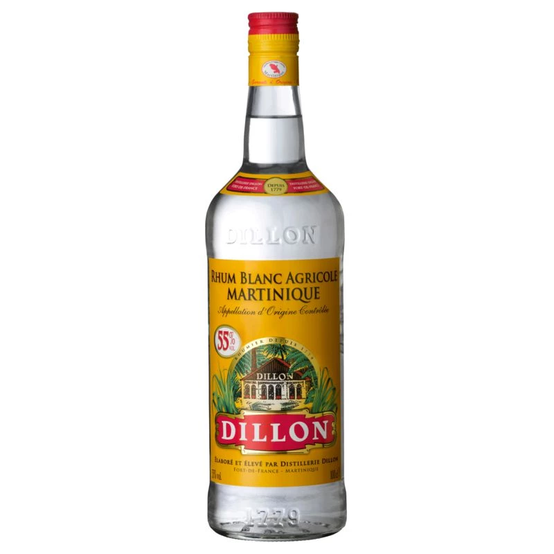 Rhum Blanc, 55°, bouteille de 1l - DILLON