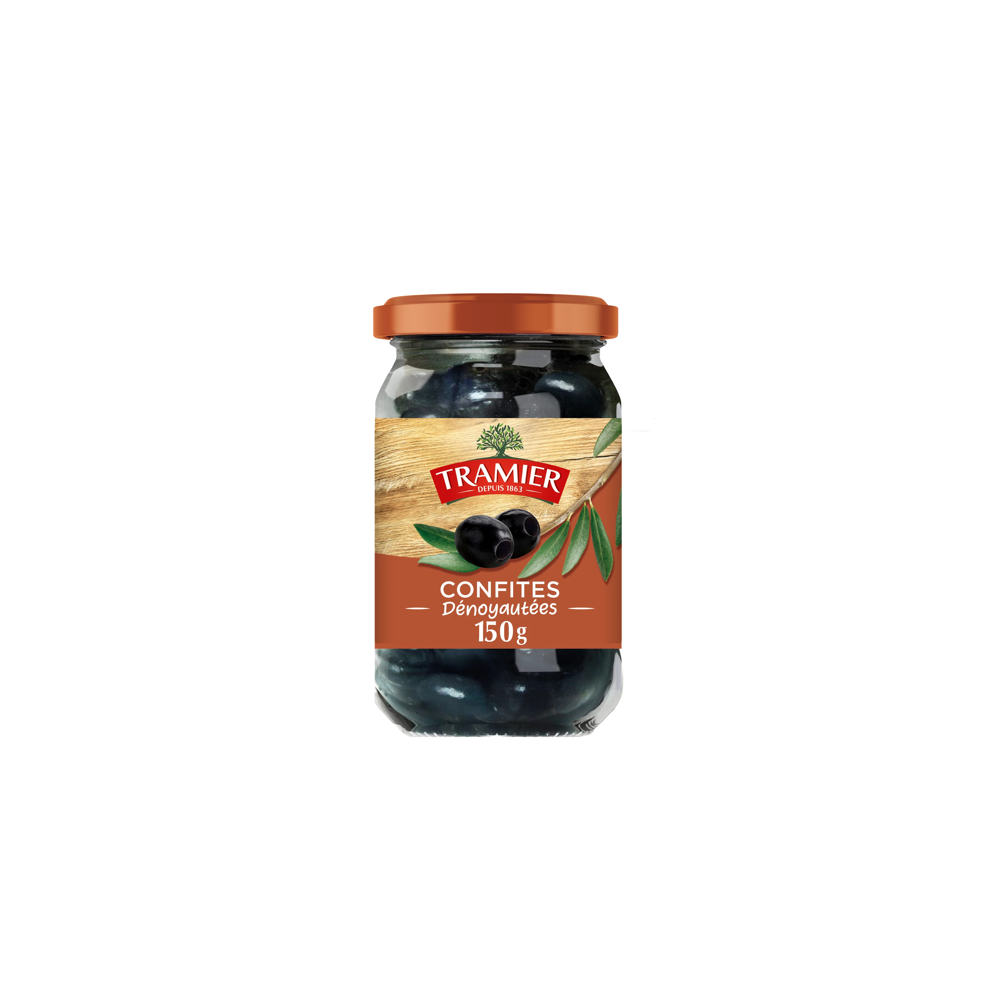 Olives Noires Dénoyautées Confites, 150g - TRAMIER