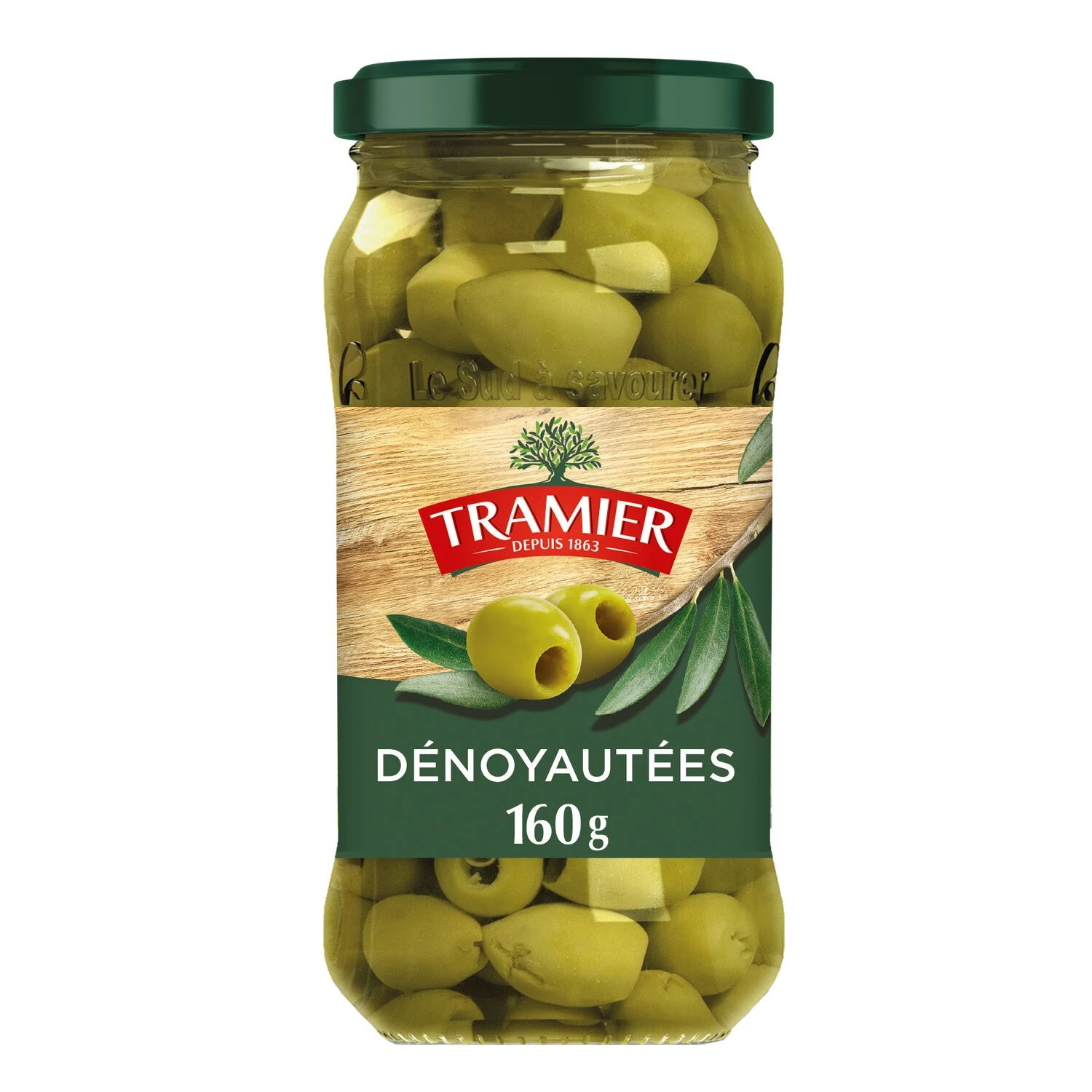 Green olives pitted natural 160g - Tramier