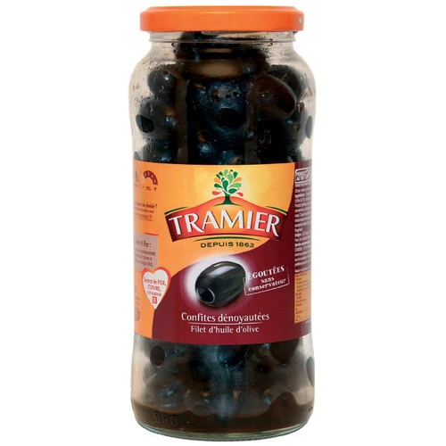 Olives Noires Confites Dénoyautées, 250g - TRAMIER