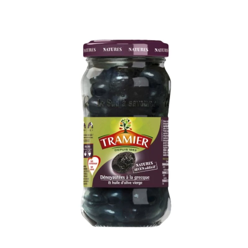 Aceitunas Negras Deshuesadas Estilo Griego, 220g - TRAMIER