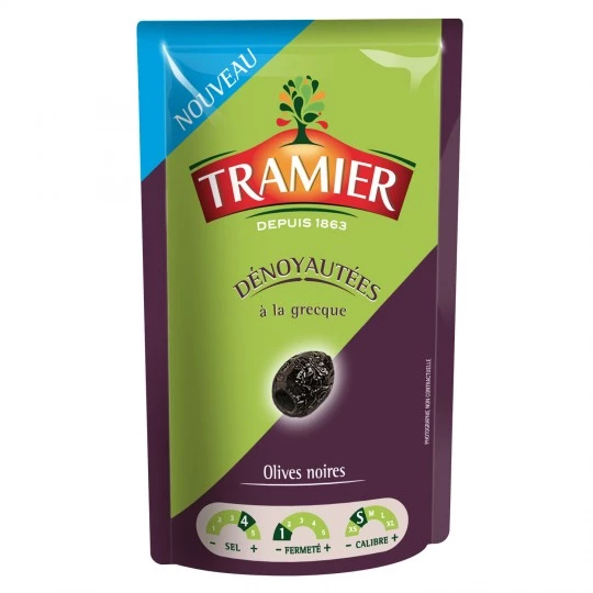 Griechische entsteinte schwarze Oliven 100g - TRAMIER