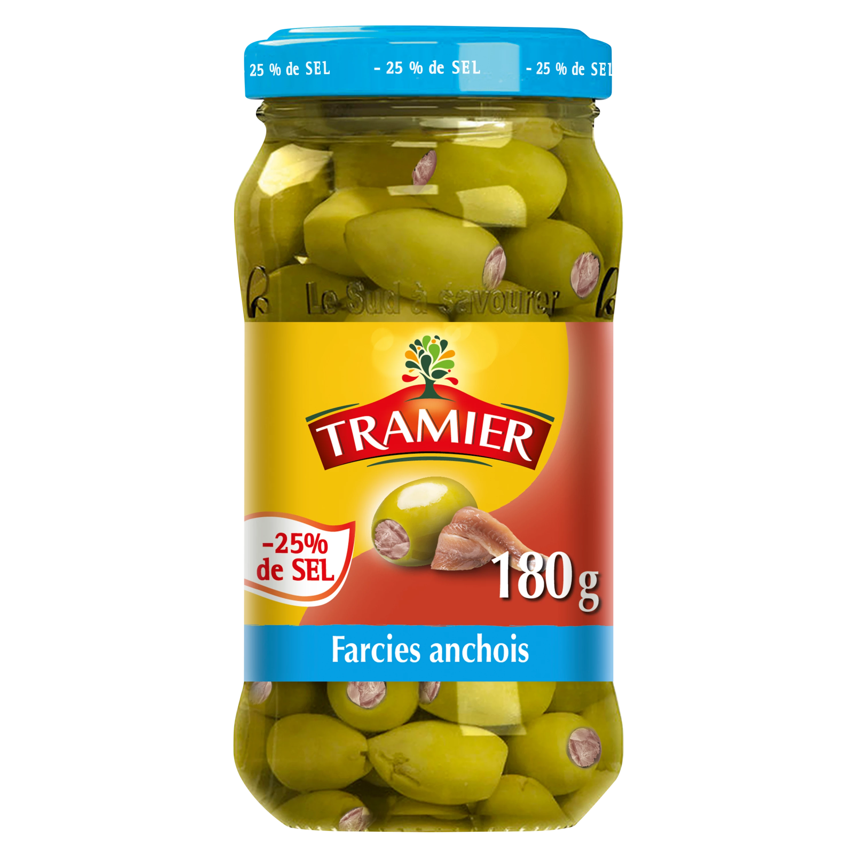 Olives Vertes Farcies Anchois,  180g - TRAMIER