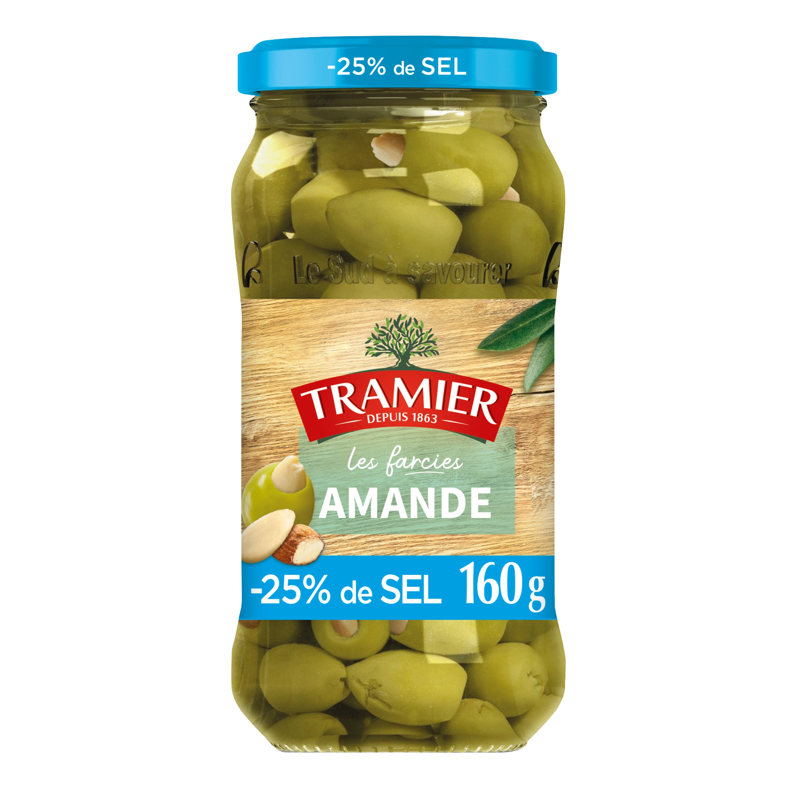 Mit Mandeln gefüllte Oliven, 160 g - TRAMIER