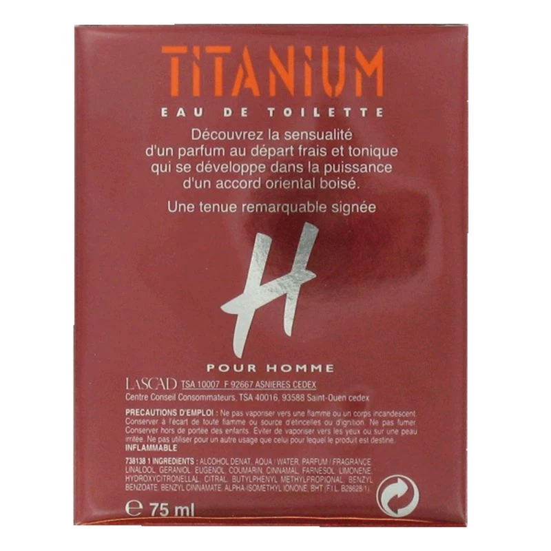 Parfum H pour homme eau de toilette 75ml - TITANIUM