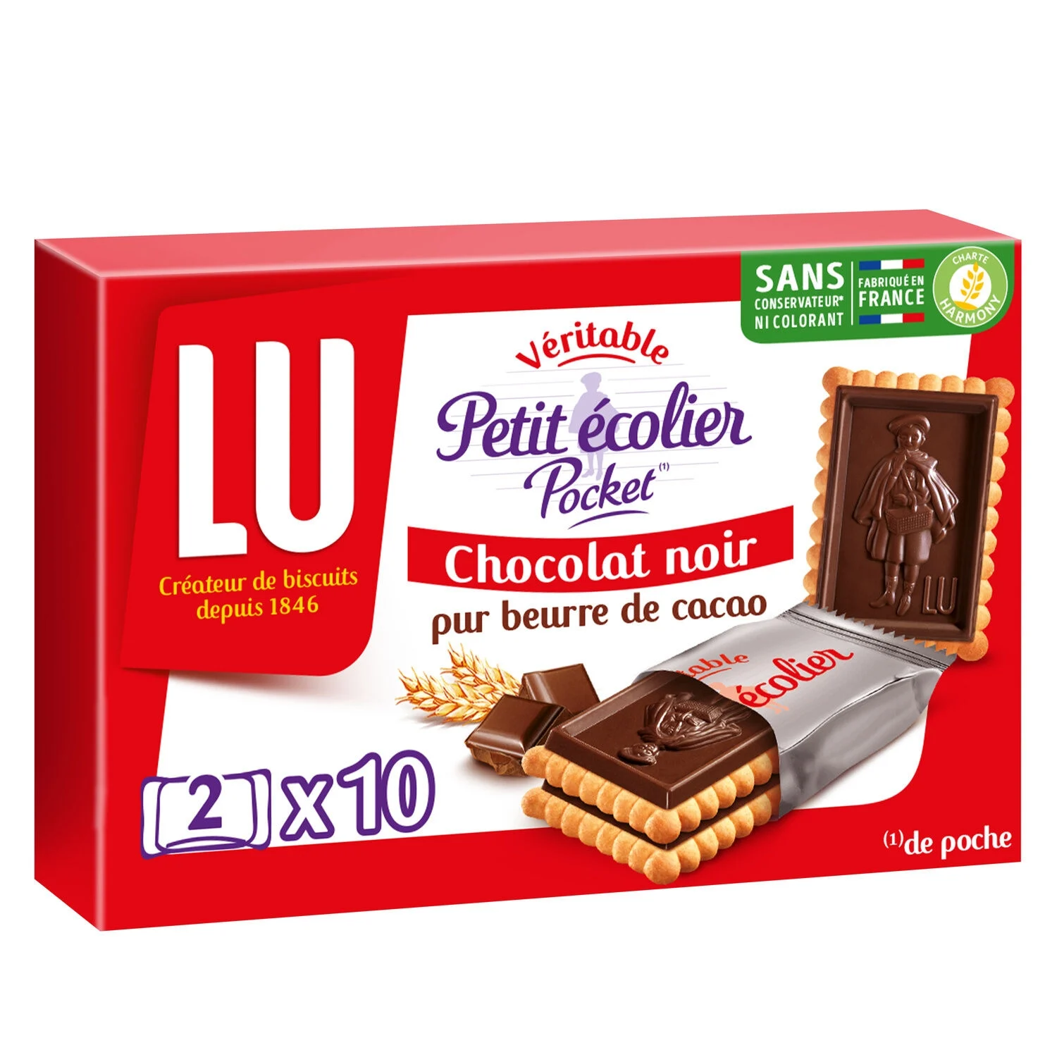 Galletas Petit Ecolier Pocket Chocolate Negro 2X10 - LU