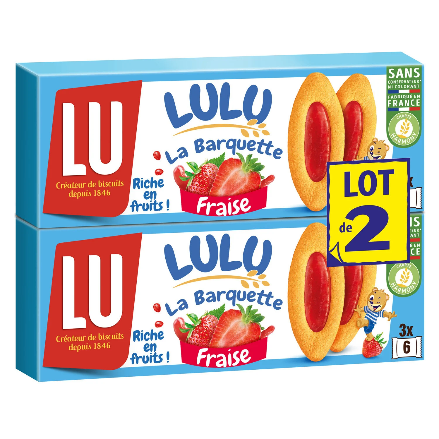 La Barquette Lulu Strawberry Biscuits 2x120g - Lu
