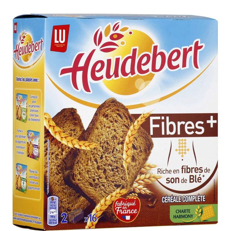 Bizcochos integrales de cereales con fibra + 280g - HEUDEBERT
