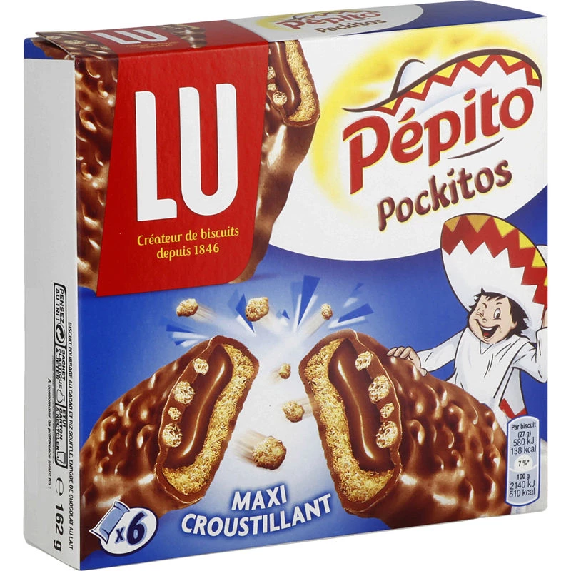 Biscoitos crocantes Pockitos Pepito maxi 162 g - LU