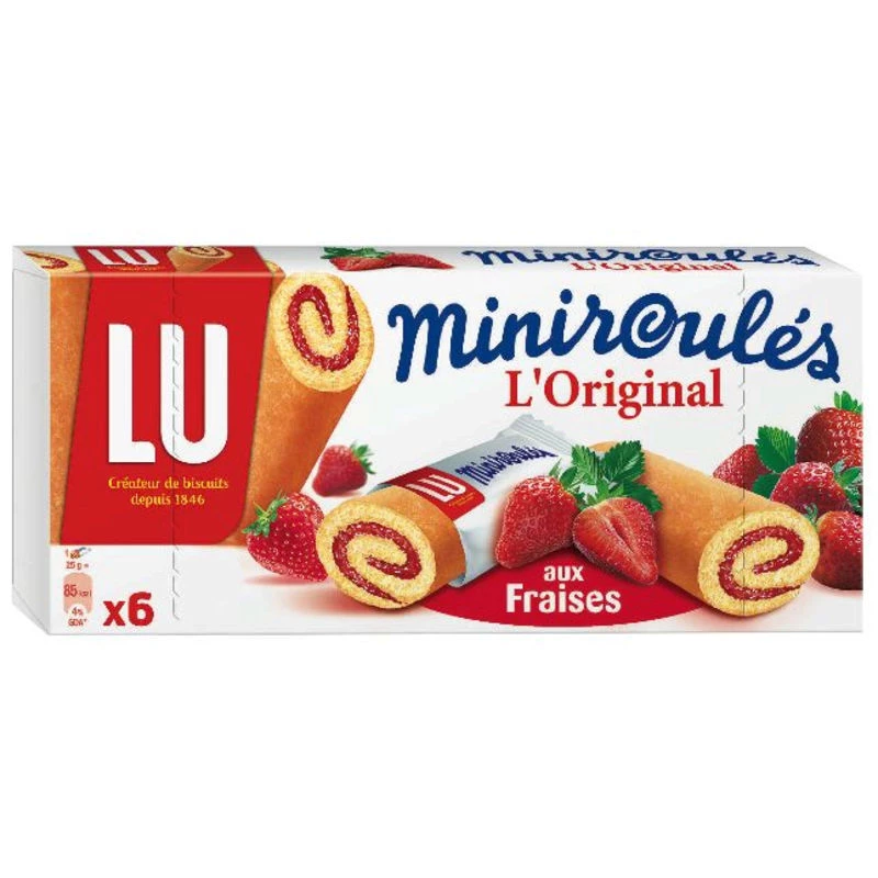 Mini Aardbeienrolletjes x6 150g - LU