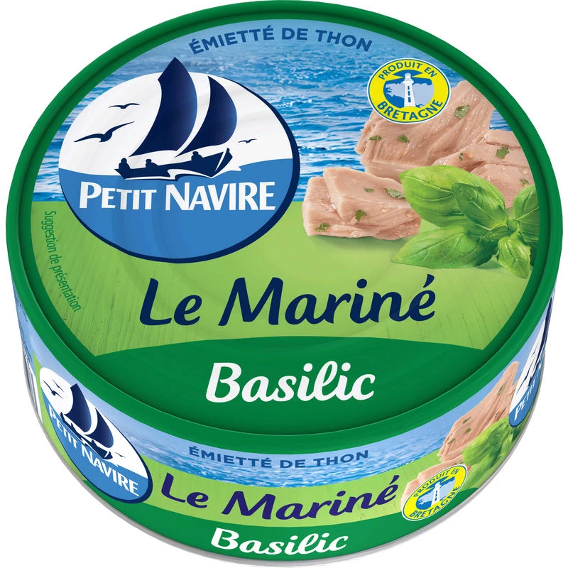 Miettes de Thon au Basilic, 110g  -  PETIT NAVIRE