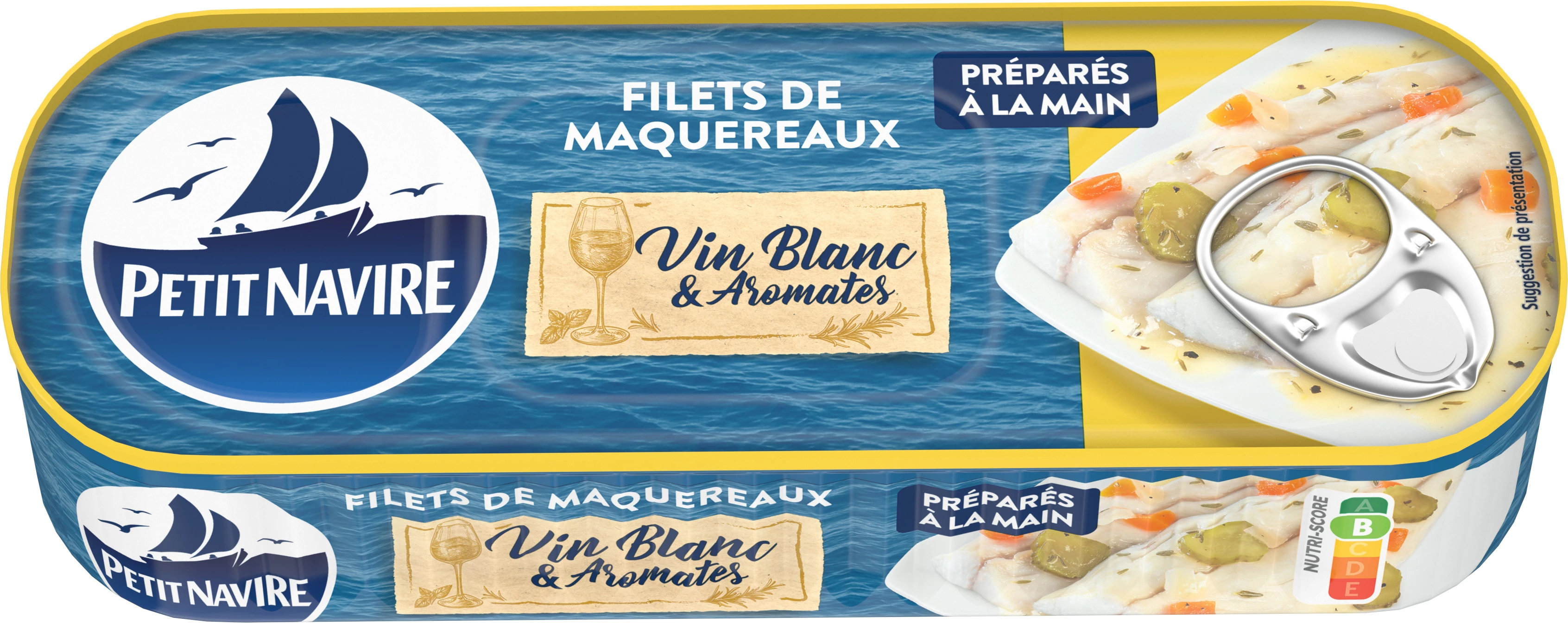 Filet de Maquereaux Vin Blanc Aromates, 175g  - PETIT NAVIRE