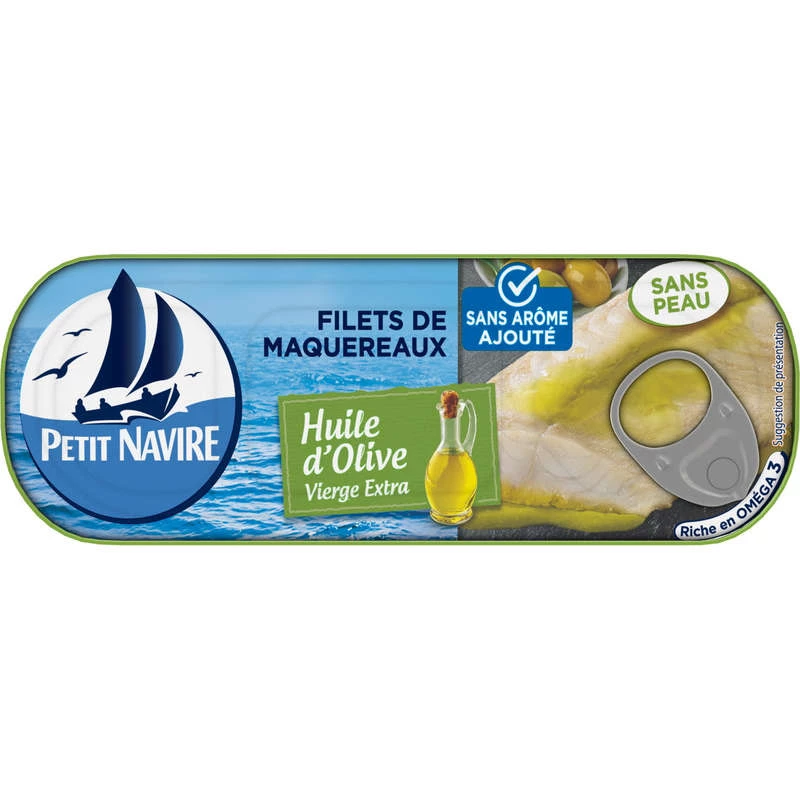 Makreelfilets zonder vel in olijfolie, 145 g - PETIT NAVIRE