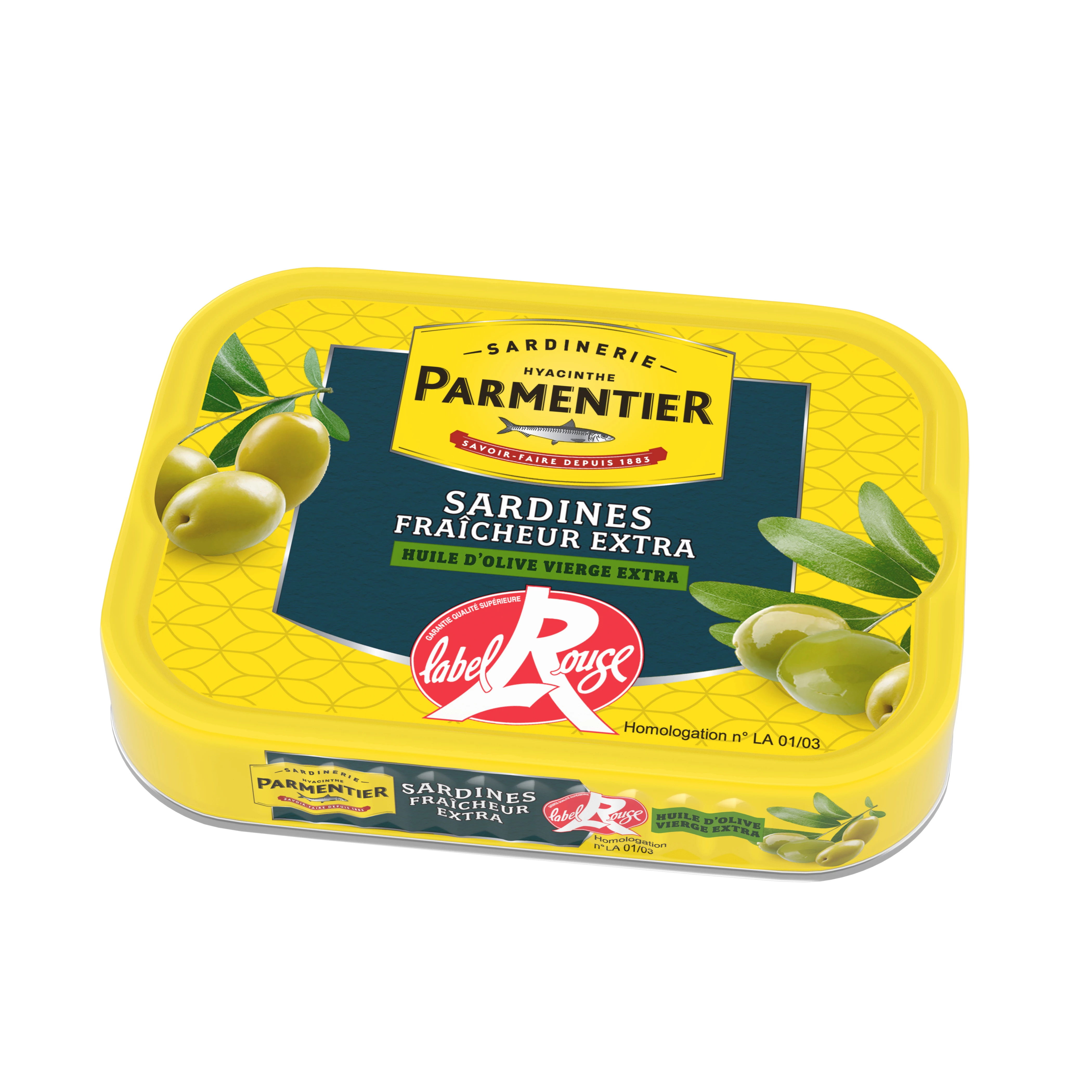 Sardine Fraîcheur Extra Huile d'Olive Vierge Extra Label Rouge, 135g - PARMENTIER