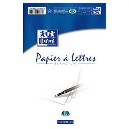 Oxford Bloc-notes Papier à Lettres A5 Papier 80g Blanc Uni 50 Feuilles Collées Tête
