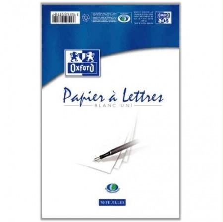 Oxford Bloc-notes Papier à Lettres A4 Papier 80g Blanc Uni 50 Feuilles Collées Tête