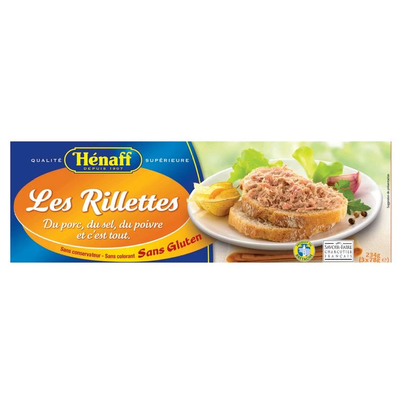 3x78g pork rillettes - Henaff