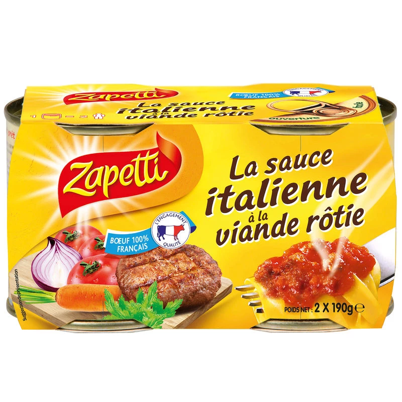 Salsa Italiana De Carne Asada; 2x190g - ZAPETTI