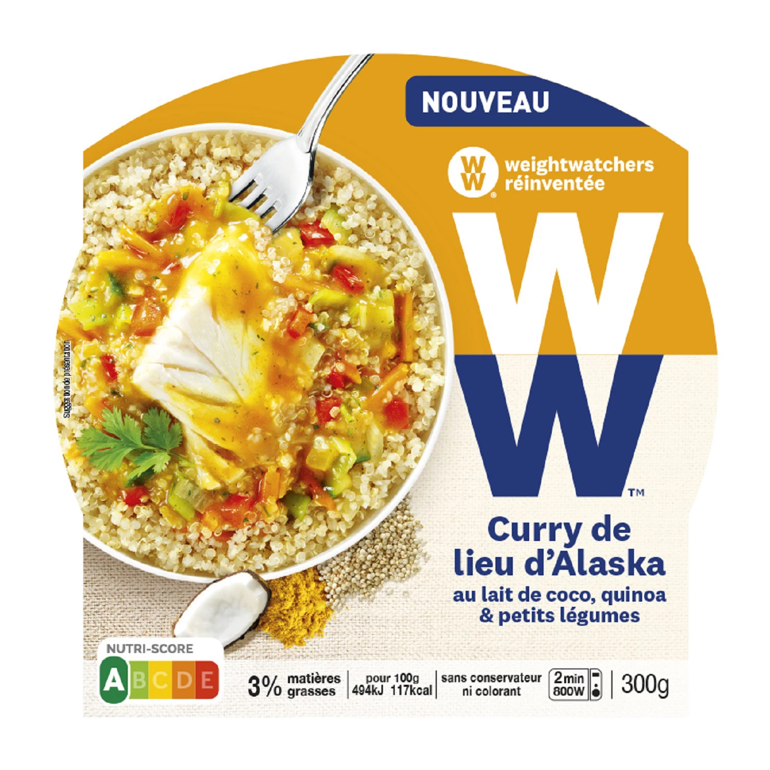 Lieu Curry Coco Quinua, 300g - WEIGHT WATCHERS