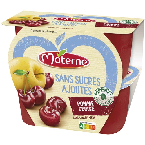 Compote pomme/cerise sans sucres ajoutés 4x100g - MATERNE