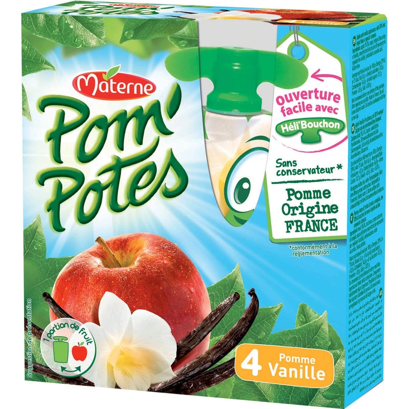 Compote pomme/vanille 4x90g - POM POTES