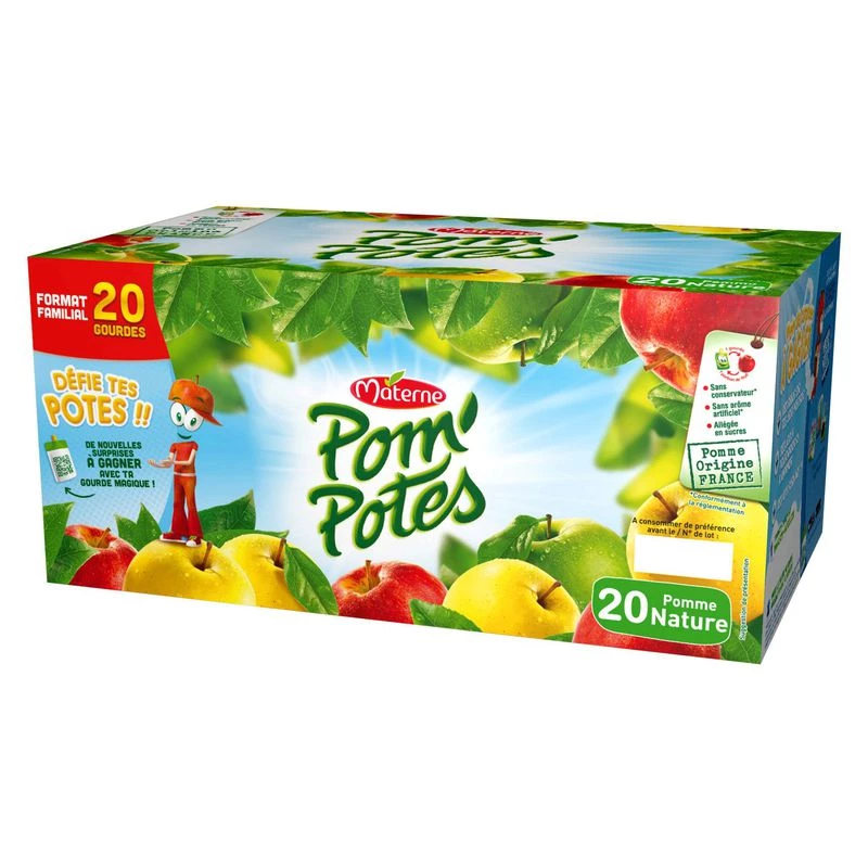 Compote pomme nature 20x90g - POM' POTES