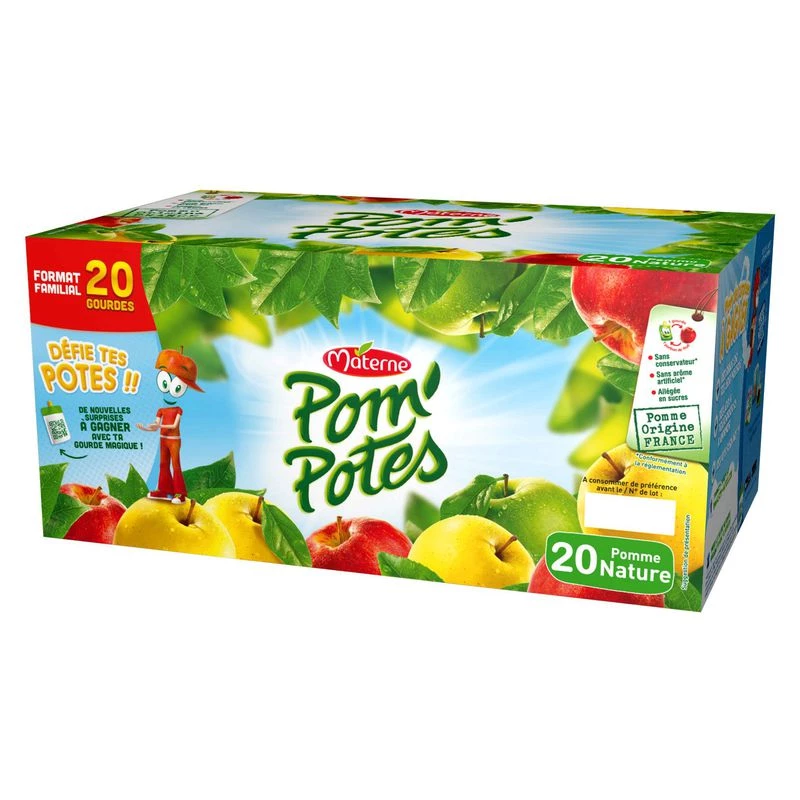 Kompott pomme natur 20x90g - POM' POTES