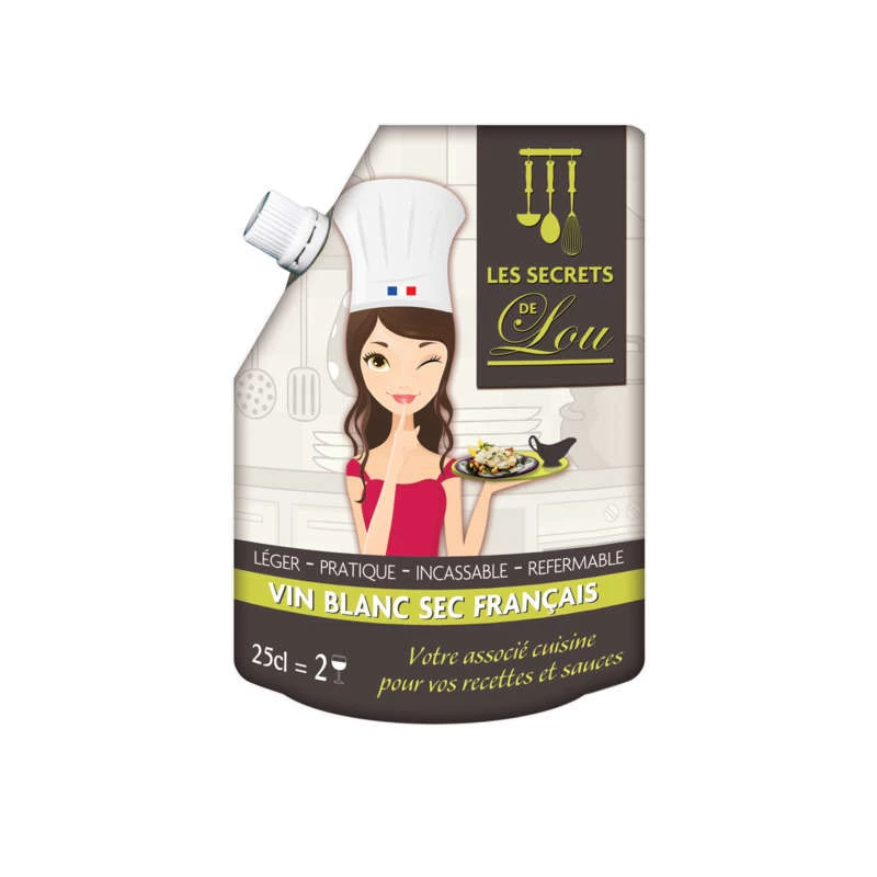 Vin blanc sec, 11,5°, la poche de 25cl - LES SECRETS DE LOU