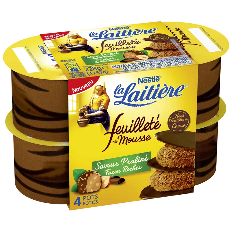 Hojaldre de yogur con praliné sabor roca x4 La Laitière - NESTLE
