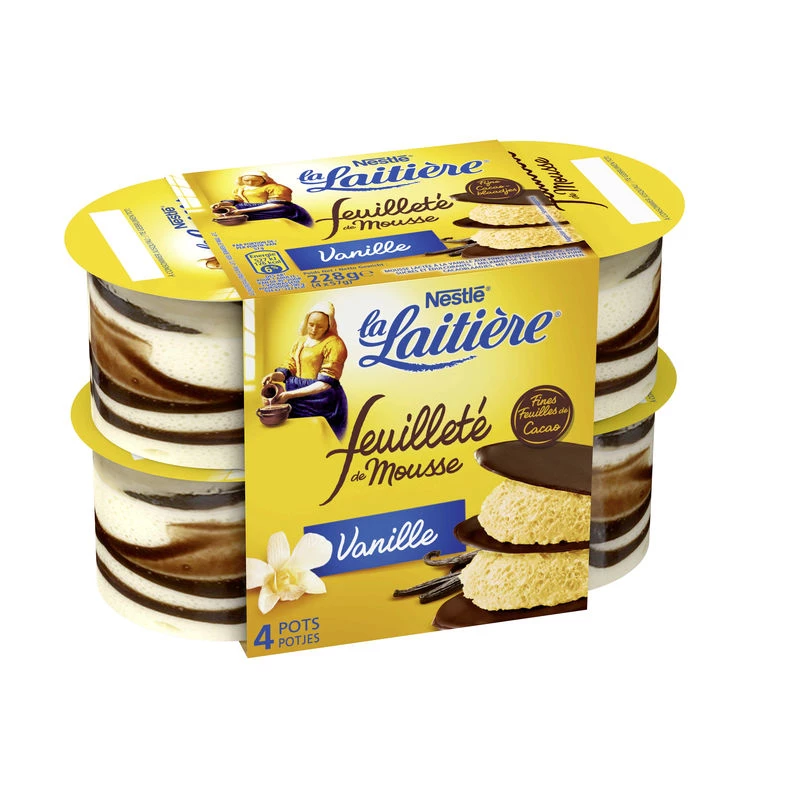 Dessert feuilleté de mousse à la vanille 4x57g - LA LAITIÈRE