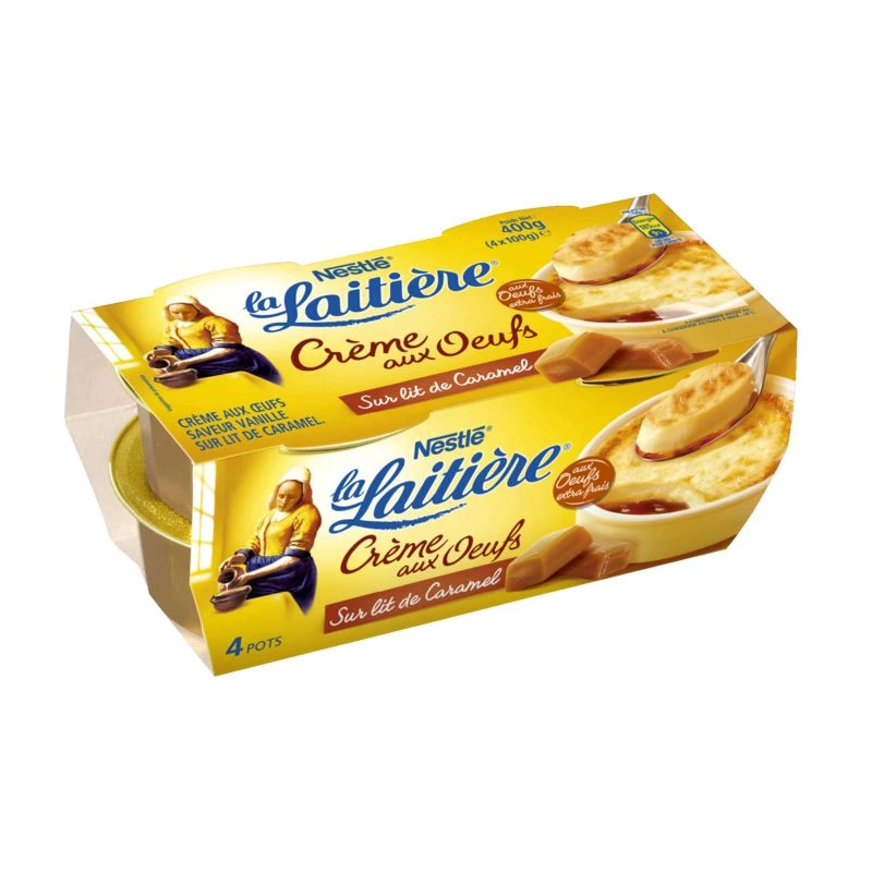 Vanilla & caramel flavored egg cream 4x100g - LA LAITIÈRE