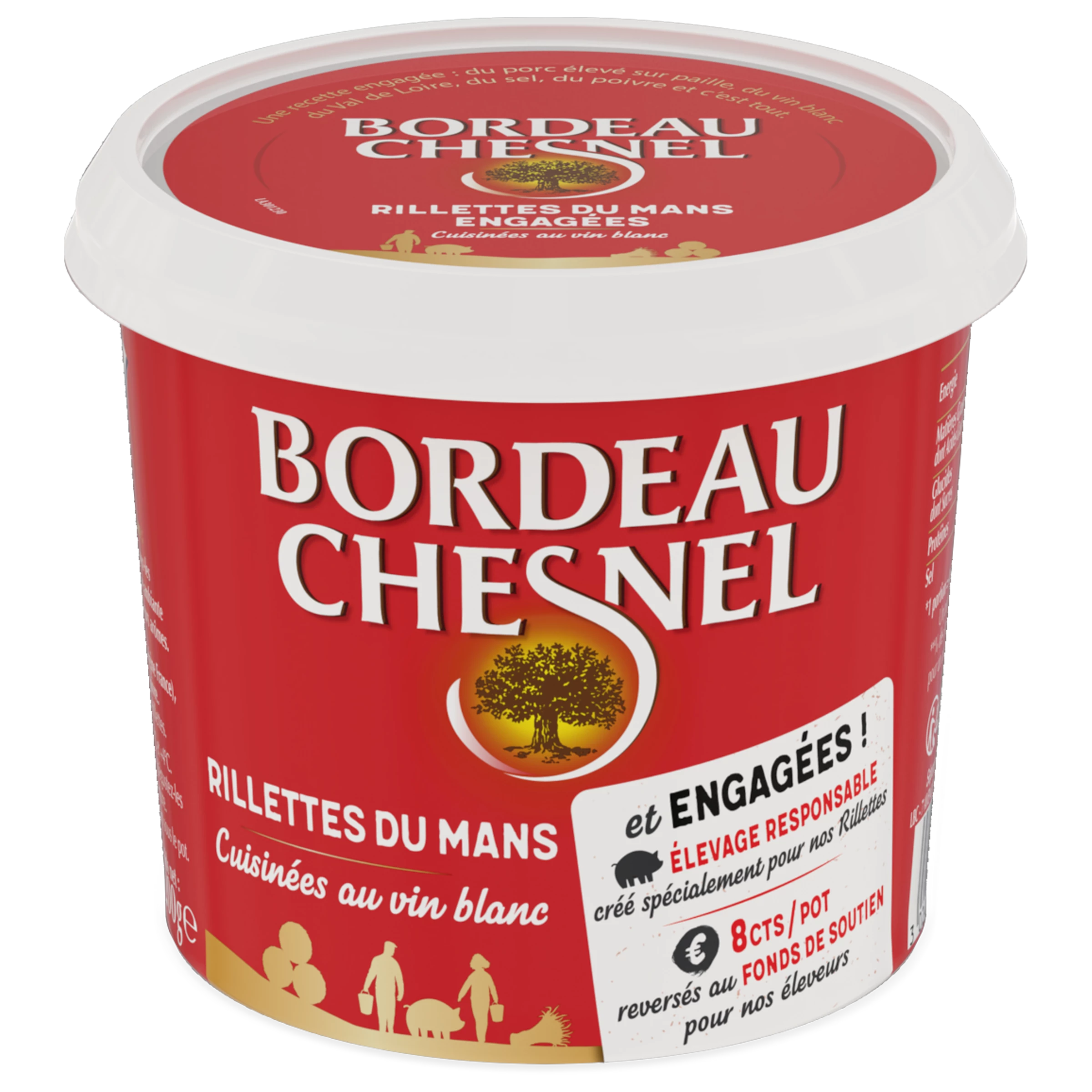 Rillettes de Porc Engagées  du Mans Cuisinées au Vin Blanc, 200g - BORDEAU CHESNEL