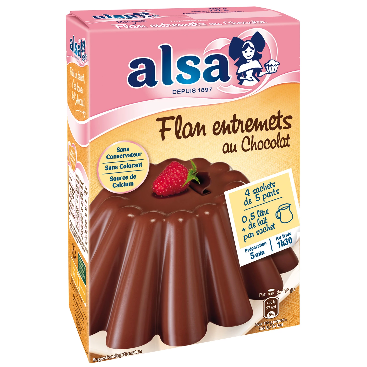 Préparation flan Entremets au chocolat 232g - ALSA