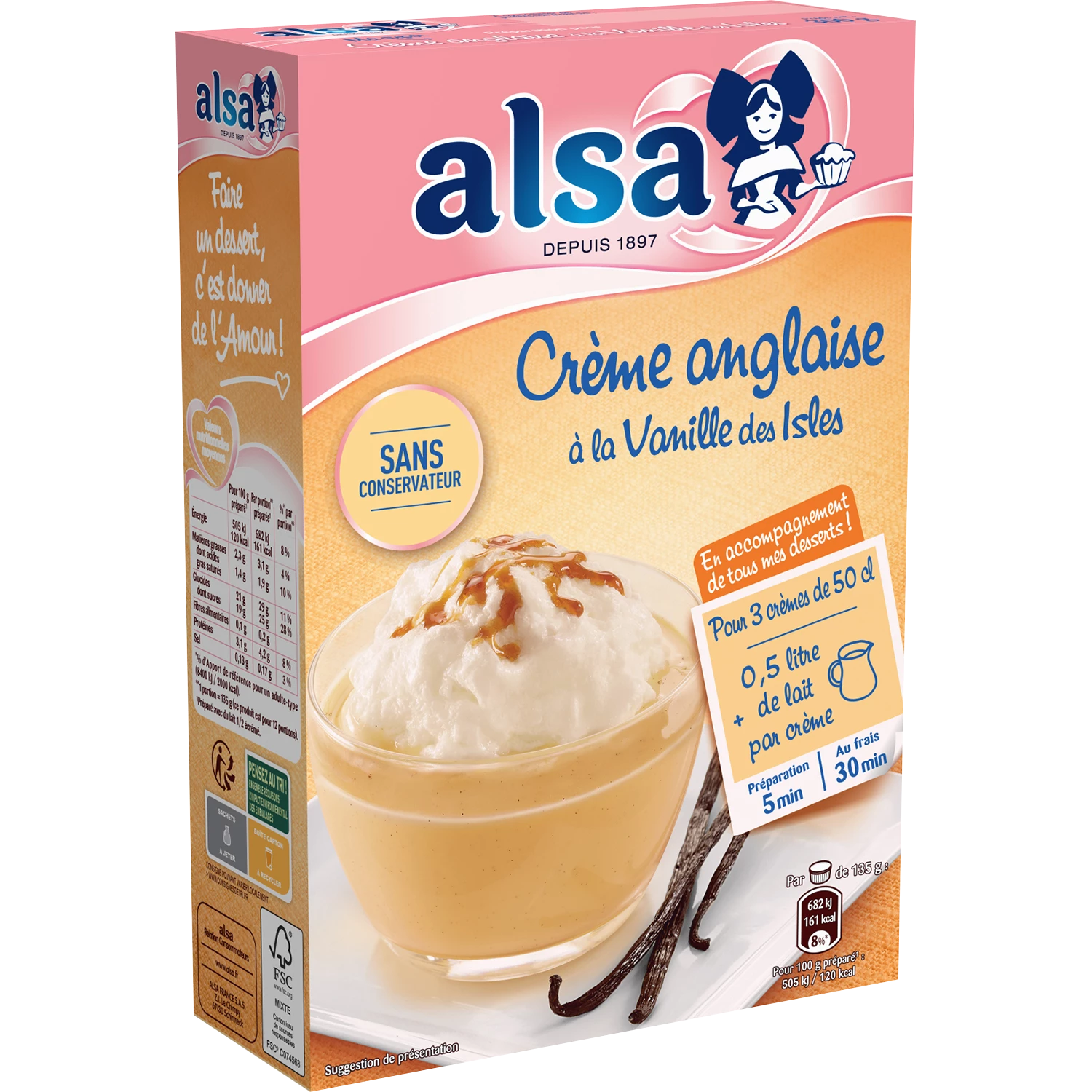 Vanilla custard dessert preparation 300g - ALSA